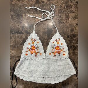 Forever 21 White Knit Halter Top